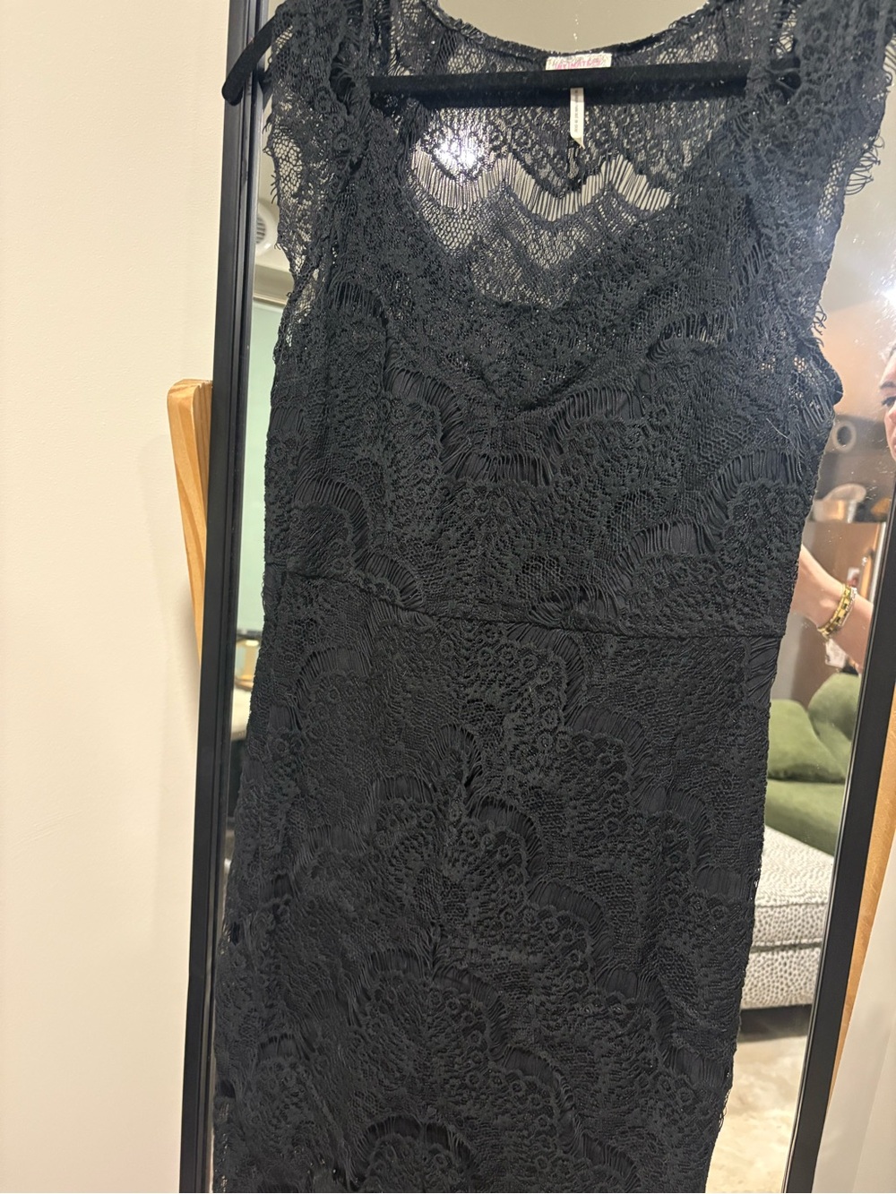 Free People Black Lace Midi Dress